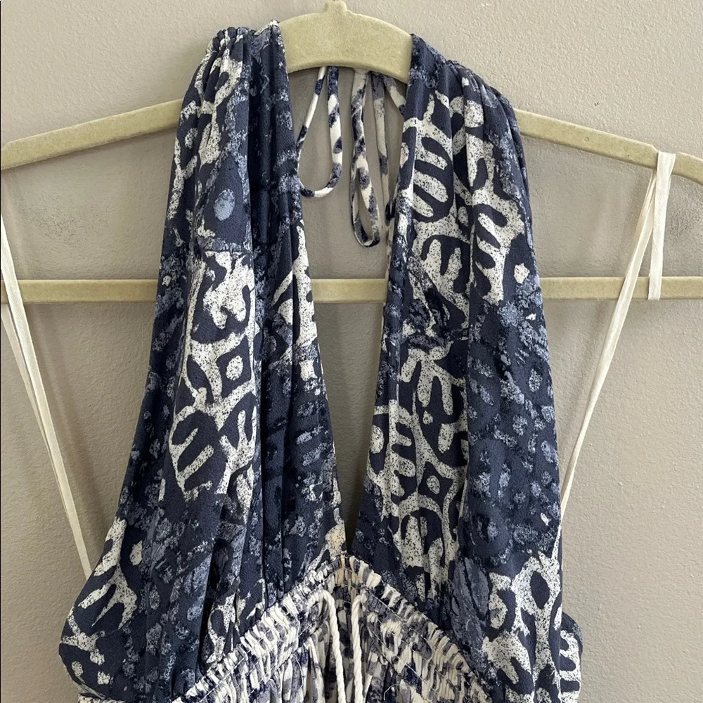 Free People Beach Day halter navy and white mini dress size large - Picture 4 of 16